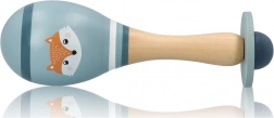 Maraca in legno blu con volpe