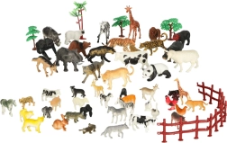 Set di figure di animali per zoo e fattoria, 59 pezzi in scatola