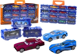 Set di macchinine in metallo in valigetta, 16 pezzi