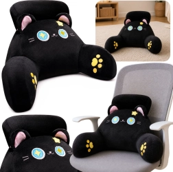 Cuscino di sostegno per la schiena a forma di gatto, nero 60 × 40 cm