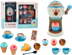 Dolci delizie del bar caffè con gelatiera, tazze e muffin