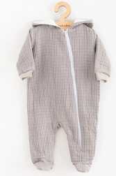 Tutina in mussola per bambini con cappuccio New Baby Comfort Clothes grigia 80 (9–12 mesi)