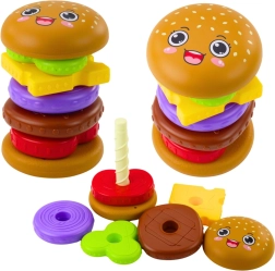 Gioco impilabile a forma di hamburger per bambini, colorato, 7 pezzi