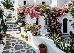 Pittura con diamanti patio fiorito 30 × 40 cm