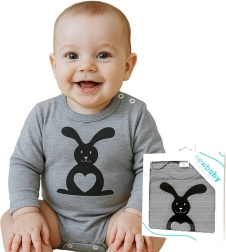 Body neonato a maniche lunghe NEW BABY Animaletto Coniglietto, grigio