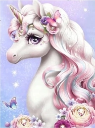 Norimpex Dipingi con i numeri Bellissimo unicorno con fiori 40 × 50 cm