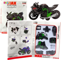 Moto in metallo DIY 1:14 verde‑nera