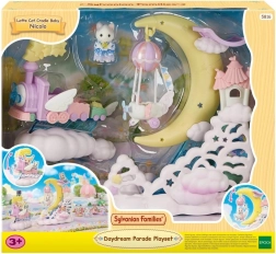 Sylvanian Families parata tra le nuvole – locomotiva volante con piattaforma lunare e aeroplanino