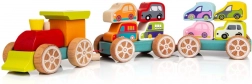 Trenino con auto puzzle in legno