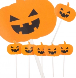 Stecchini decorativi di Halloween per torte e cupcake – zucche, 5 pz
