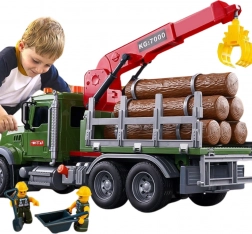 Camion con Gru per il Trasporto del Legno con Effetti di Luce e Suono