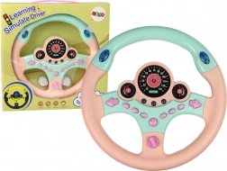 Volante rosa interattivo per bambini con suoni e luci – simulatore di guida