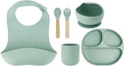 Set da pranzo in silicone per bambini MoMi AMI verde