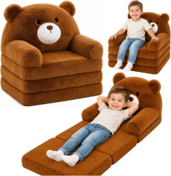 Poltroncina pieghevole per bambini 2 in 1 a orsetto – marrone
