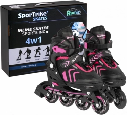 Set 4 in 1 pattini per bambini: inline, a rotelle e da ghiaccio, misura 29–33 – Rosa