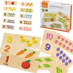 Set educativo di puzzle in legno per il riconoscimento dei numeri VIGA