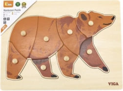 Puzzle Montessori in legno VIGA orso con pioli