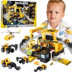 Garage parcheggio da cantiere Woopie con gru e veicoli, 41 pezzi