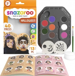 Snazaroo set 8 colori per viso e corpo con stencil Halloween