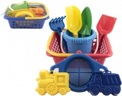 Set da sabbia per bambini con cestino, secchiello e formine