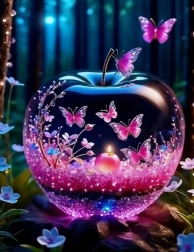 Pittura a diamante Mela di vetro 30x40 cm