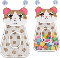 Organizer sospeso in rete per giocattoli da bagno a forma di gattino, beige, 50 cm