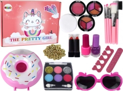 Set trucco per bambine con smalti, ombretti e accessori in box a donut