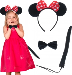 Set costume da topolino per bambini con cerchietto, fiocco e coda