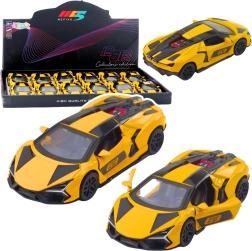 Macchinina da corsa in metallo 1:32 con meccanismo pull-back e porte apribili – gialla