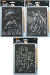 Immagini da grattare argentate A5, mix di motivi, 24 pz in box