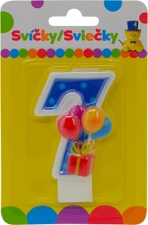 Candela di compleanno con palloncini numero 7