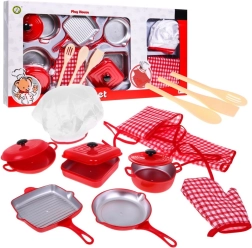 Set rosso da piccolo chef per bambini 3+ – costume da chef, pentole e accessori, 14 pezzi