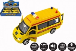 Ambulanza – macchinina in metallo e plastica con luci e suoni, 15 cm, a retrocarica