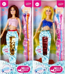 Bambola sirena con coda di paillettes 30 cm