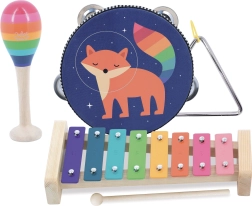 Set di strumenti musicali per bambini con motivi di animali e arcobaleno