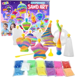 set creativo sand art – sabbia colorata e fluorescente per creare decorazioni