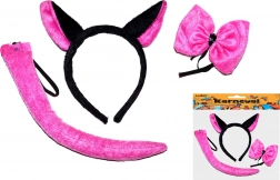 Set carnevale gattina – orecchie, fiocchetto e coda