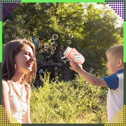 Pistola per bolle con più ugelli rosa + ricarica