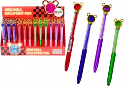 Penna a sfera con topolino e cristalli scintillanti, refill blu 0,7 mm