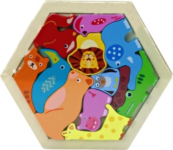 Puzzle colorati in legno con animaletti – 12 pezzi