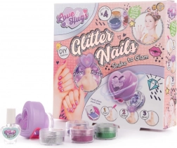 Set di unghie glitterate Love and Hugs