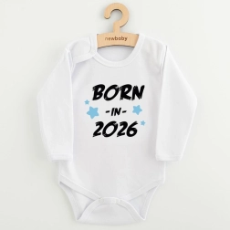 Body neonato con stampa NEW BABY Born in 2026, blu, tg. 68 (4–6 mesi)