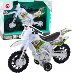 Off-road da motocross bianco con effetti sonori e luminosi
