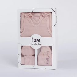 Set neonato 7 pezzi per ospedale NEW BABY I AM rosa