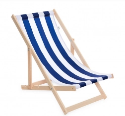 lettino pieghevole da giardino e da spiaggia in legno blu-bianco BABY MIX