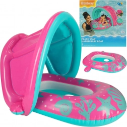 Sedile galleggiante circolare per bambini con tettoia rimovibile BESTWAY rosa-blu