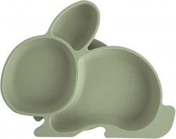 Piatto per bambini in silicone diviso con coniglietto, verde 23 × 18,5 × 3,5 cm
