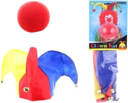 Cappello da clown con campanellini e naso rosso