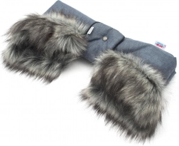 Coprimani per passeggino 2-in-1 con pelliccia – blu