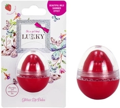 Balsamo labbra con glitter a forma di ovetto, rosa rossa Lukky